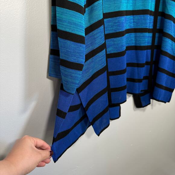 Ming Wang 2X Ombré Grid Knit Jacket Cardigan Sweater Striped Winkle Resistant - Picture 7 of 9